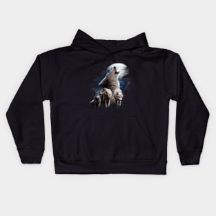 Space Wolves Cosmic Snow Wolf Howling At Moon Kids Hoodie